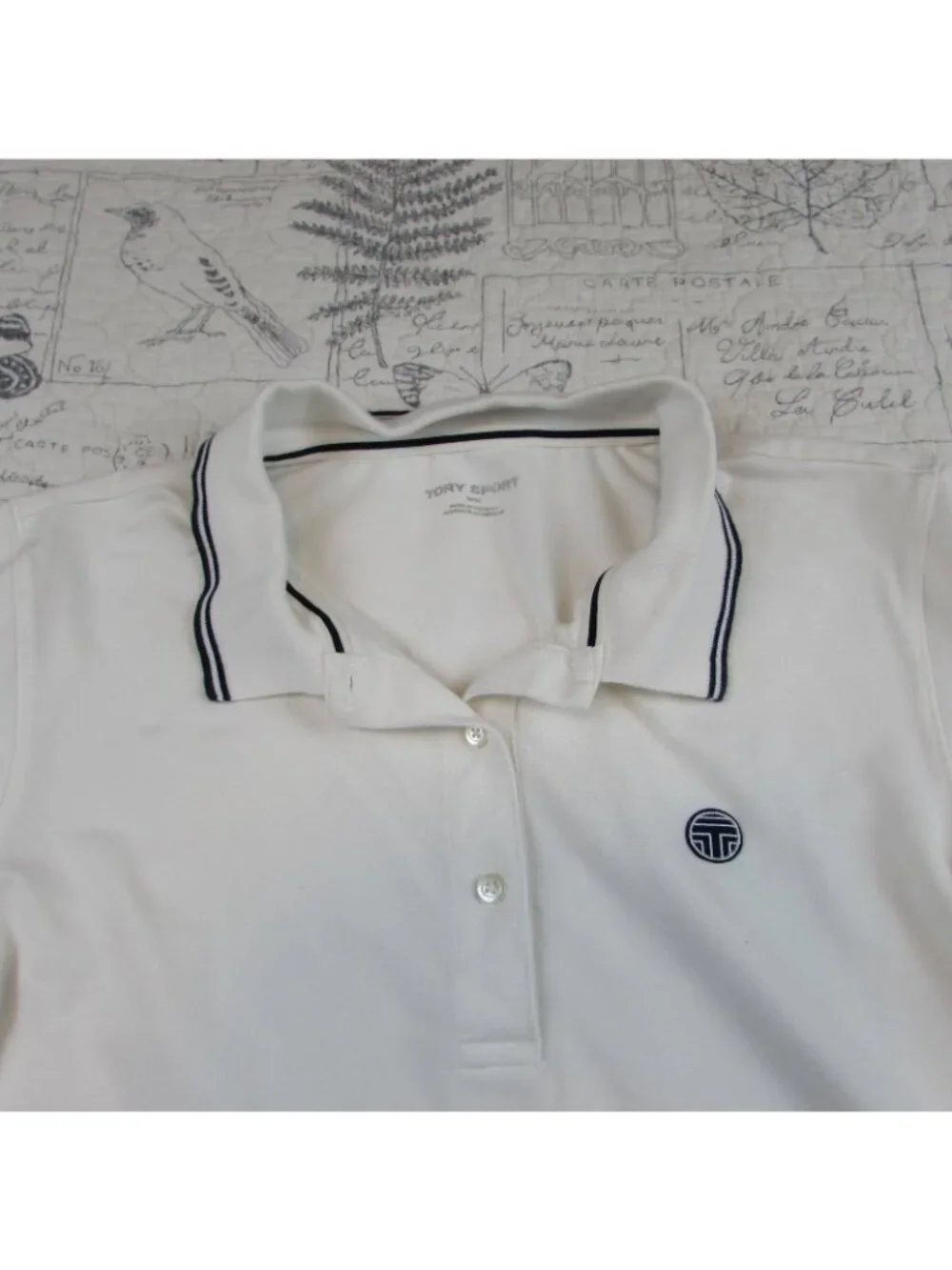 Tory Burch White Polo with Navy Trim